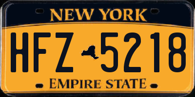 NY license plate HFZ5218