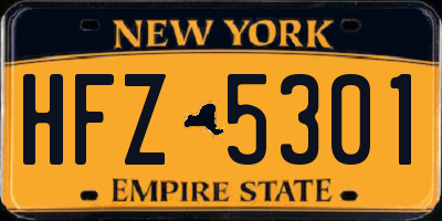 NY license plate HFZ5301