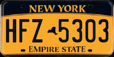 NY license plate HFZ5303