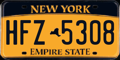 NY license plate HFZ5308
