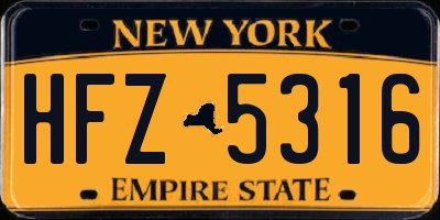 NY license plate HFZ5316