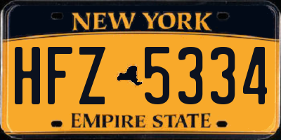 NY license plate HFZ5334
