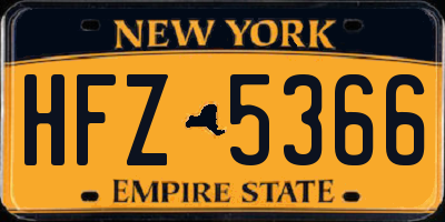 NY license plate HFZ5366