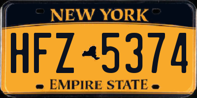 NY license plate HFZ5374