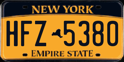 NY license plate HFZ5380