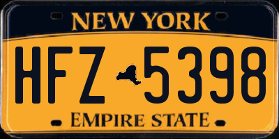 NY license plate HFZ5398