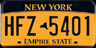 NY license plate HFZ5401