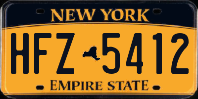 NY license plate HFZ5412