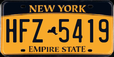 NY license plate HFZ5419