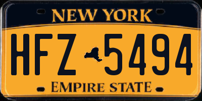 NY license plate HFZ5494