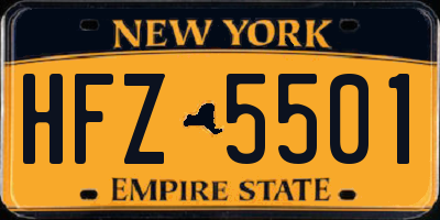 NY license plate HFZ5501