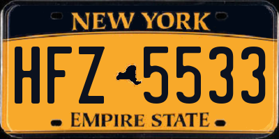NY license plate HFZ5533