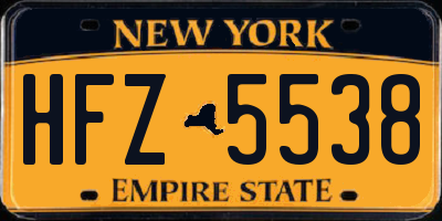 NY license plate HFZ5538