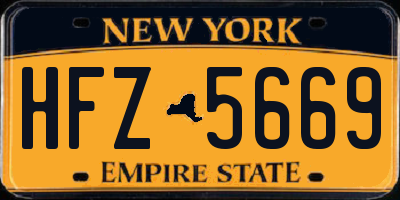 NY license plate HFZ5669