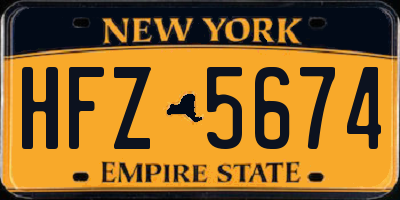 NY license plate HFZ5674