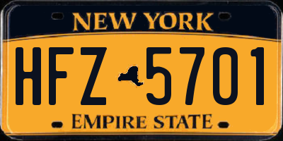 NY license plate HFZ5701