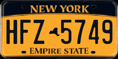 NY license plate HFZ5749