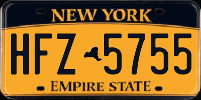 NY license plate HFZ5755