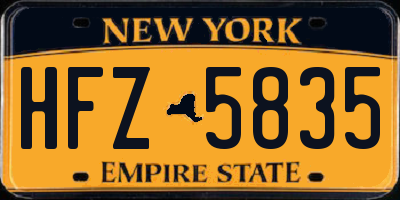 NY license plate HFZ5835