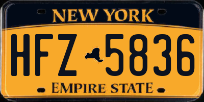 NY license plate HFZ5836