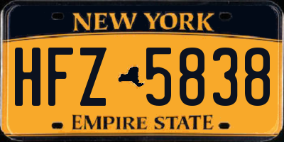 NY license plate HFZ5838