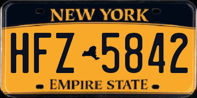 NY license plate HFZ5842