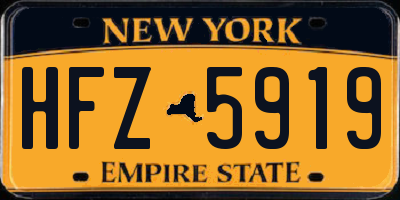 NY license plate HFZ5919