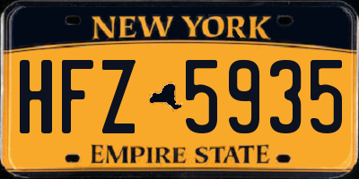 NY license plate HFZ5935