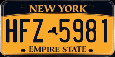 NY license plate HFZ5981