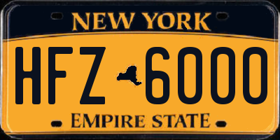 NY license plate HFZ6000