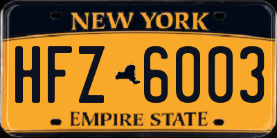 NY license plate HFZ6003