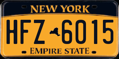 NY license plate HFZ6015