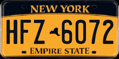 NY license plate HFZ6072