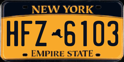 NY license plate HFZ6103