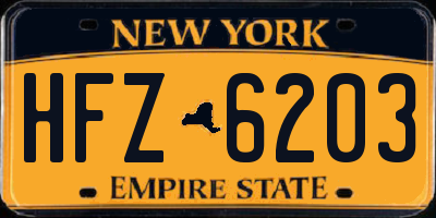 NY license plate HFZ6203