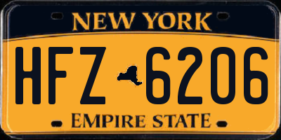 NY license plate HFZ6206