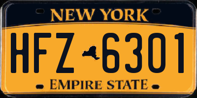 NY license plate HFZ6301