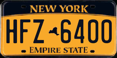 NY license plate HFZ6400