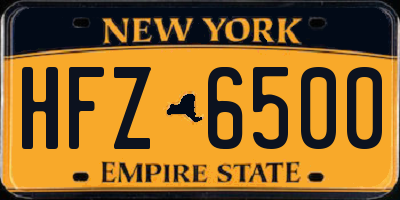 NY license plate HFZ6500