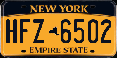 NY license plate HFZ6502