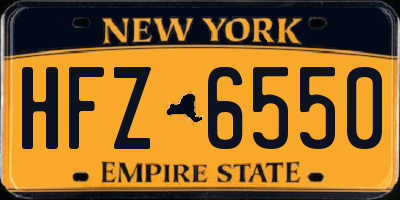 NY license plate HFZ6550
