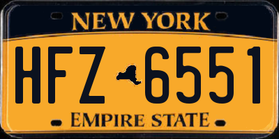 NY license plate HFZ6551