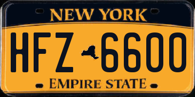 NY license plate HFZ6600