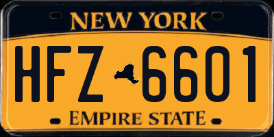 NY license plate HFZ6601
