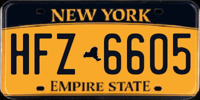 NY license plate HFZ6605