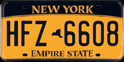 NY license plate HFZ6608