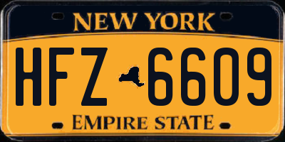 NY license plate HFZ6609