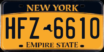 NY license plate HFZ6610
