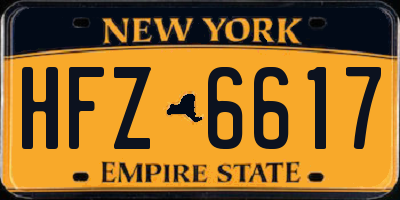 NY license plate HFZ6617