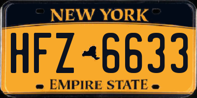 NY license plate HFZ6633